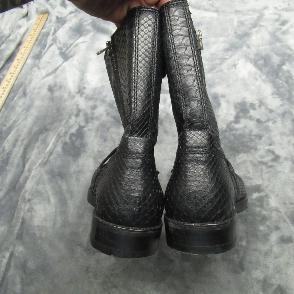 Jimmy Choo Men 9.5 Python Boots BLK Exotic Embos Leather LIGHTLY USED RARE Italy
